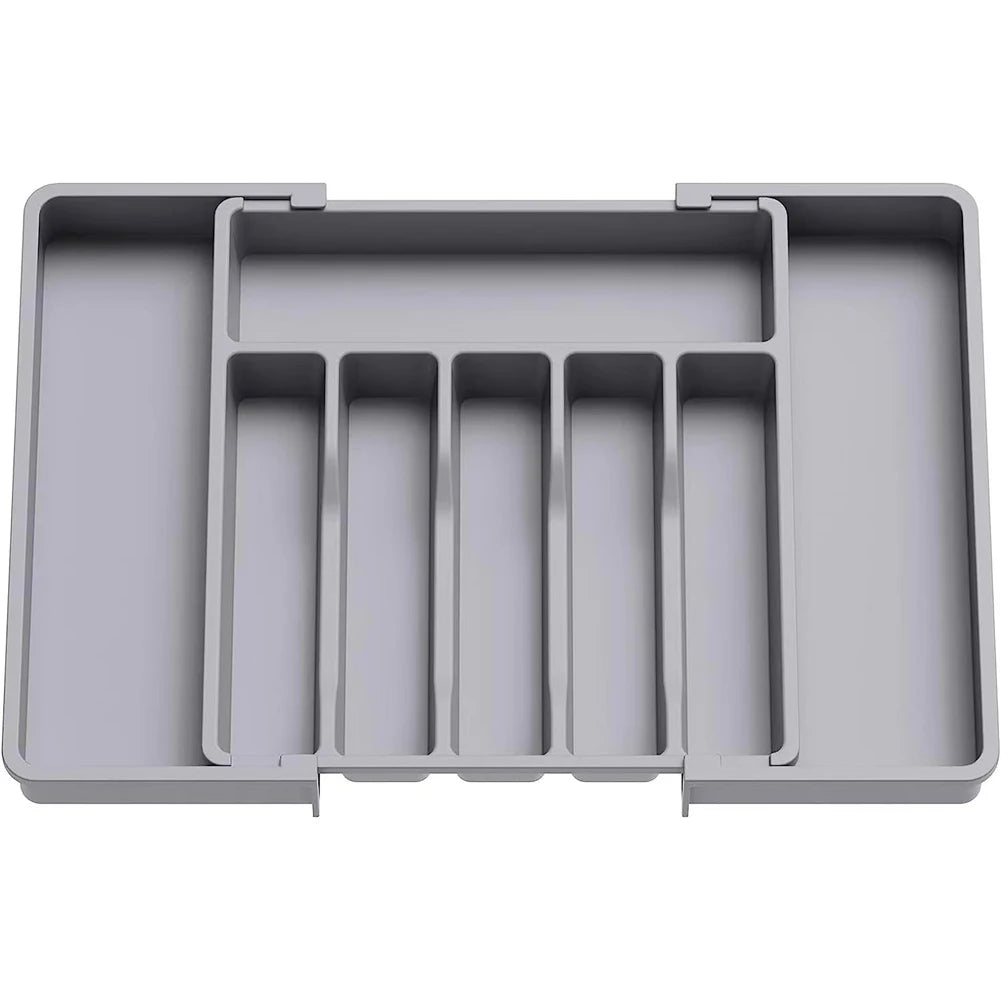 Grids Adjustable Kitchen Storage Tray – Plastic Multifunctional Drawer Organizer for Kitchen